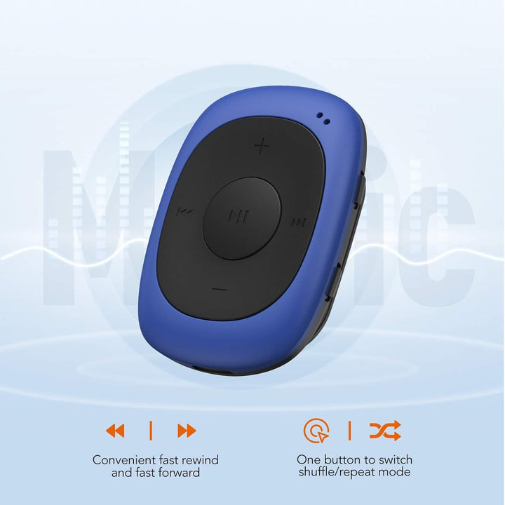 AGPTEK Mini Clip 8GB MP3 Player mit Bügel-Kopfhörer und Silikon Hülle, Leichter Sport Musik Player m