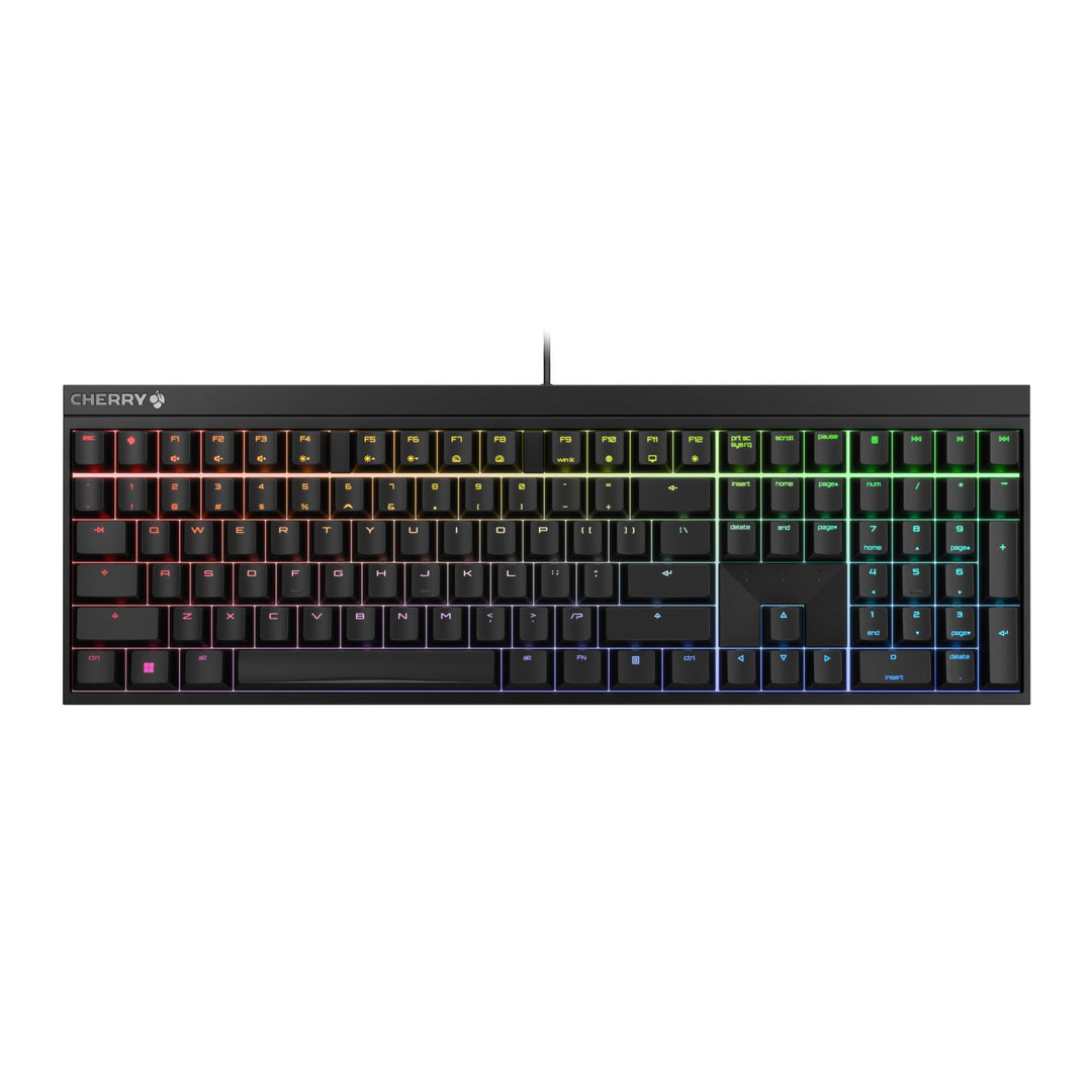 CHERRY MX 2.0S, Mechanische Gaming-Tastatur mit RGB-Beleuchtung, Deutsches Layout (QWERTZ), Kabelgeb