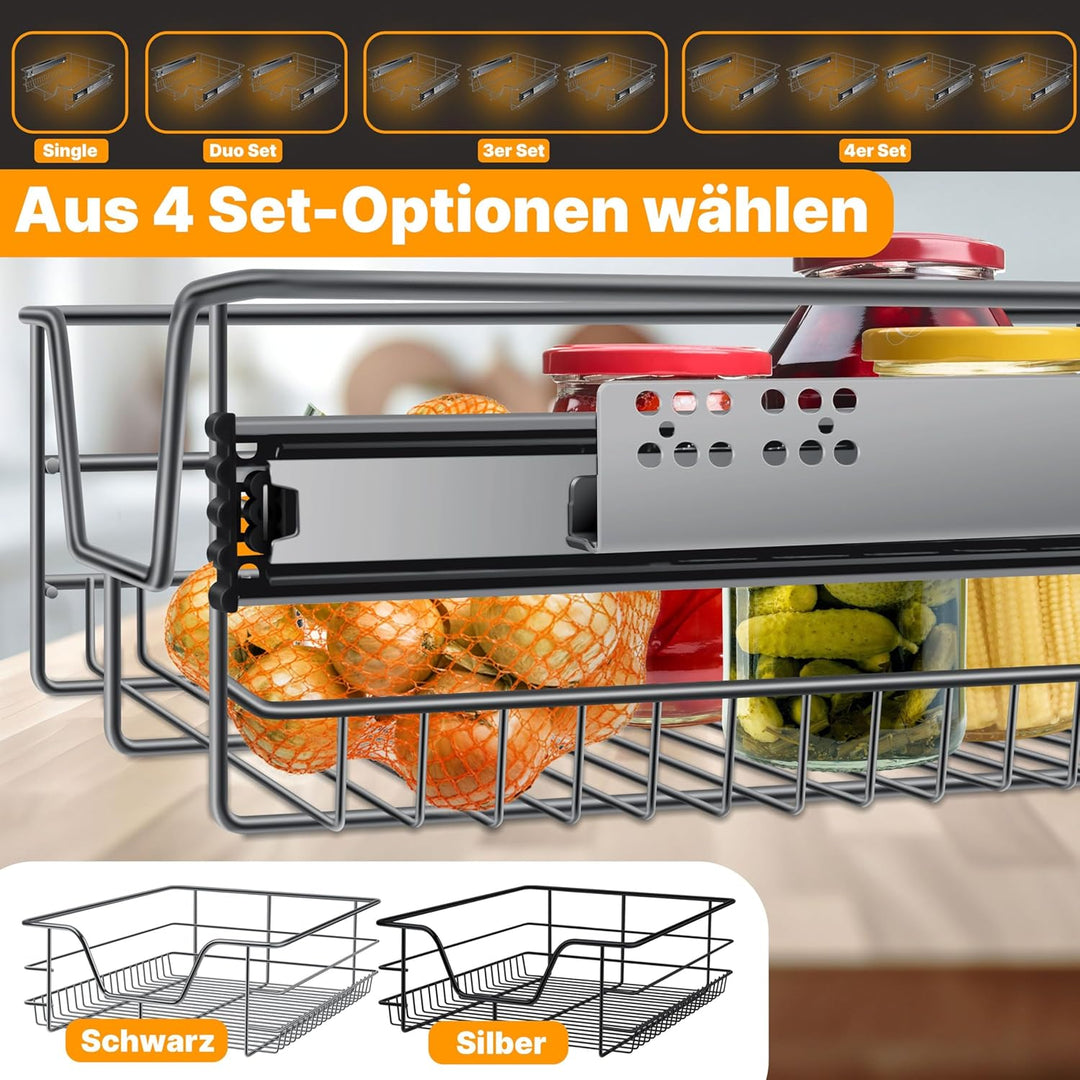 KESSER® Teleskopschublade 50cm Schrankbreite verchromt aus Edelstahl Schubladeneinsatz für Küchensch