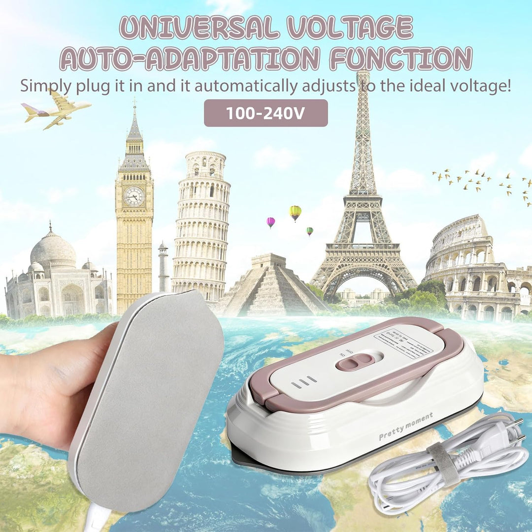 Mini Tragbares Reisebügeleisen mit Universalspannung 100-240V, Klein Bügeleisen Handgerät Kein Dampf