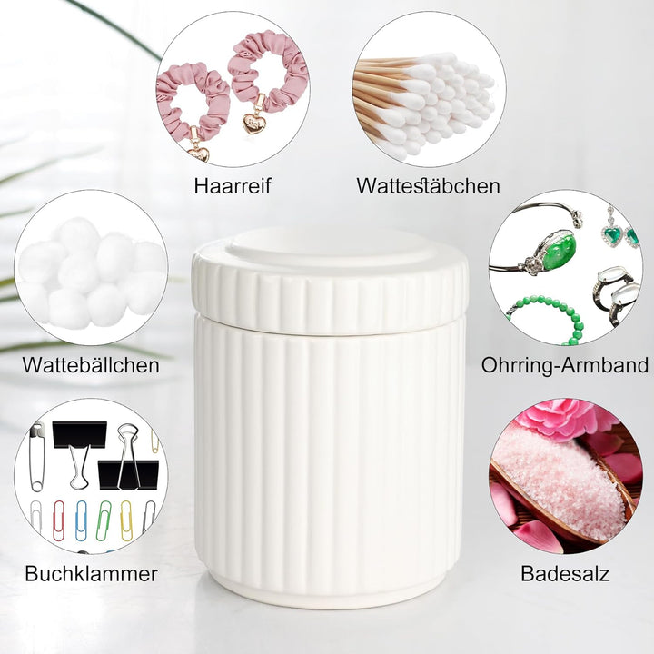 NOVAJOY Badezimmer Set Keramik – 5 Teile, Badezimmer Organizer mit Seifenspender, Seifenschale, Zahn