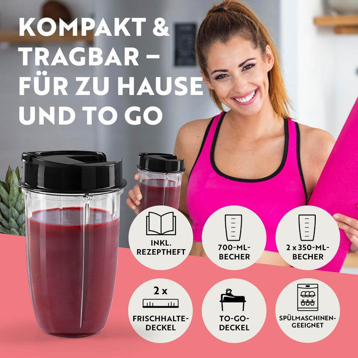 GOURMETmaxx Nutrition Mixer | Smoothie Maker mit XXL-Zubehörset | Standmixer 11-tlg. | Blender mit R