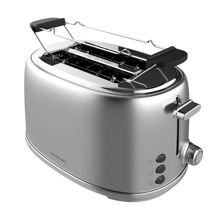 Cecotec Toast&amp;Taste 1000 Retro Double Inox Toast, 2 Scheiben, 980 W, 2 breite 3,8 cm und kurze Schli