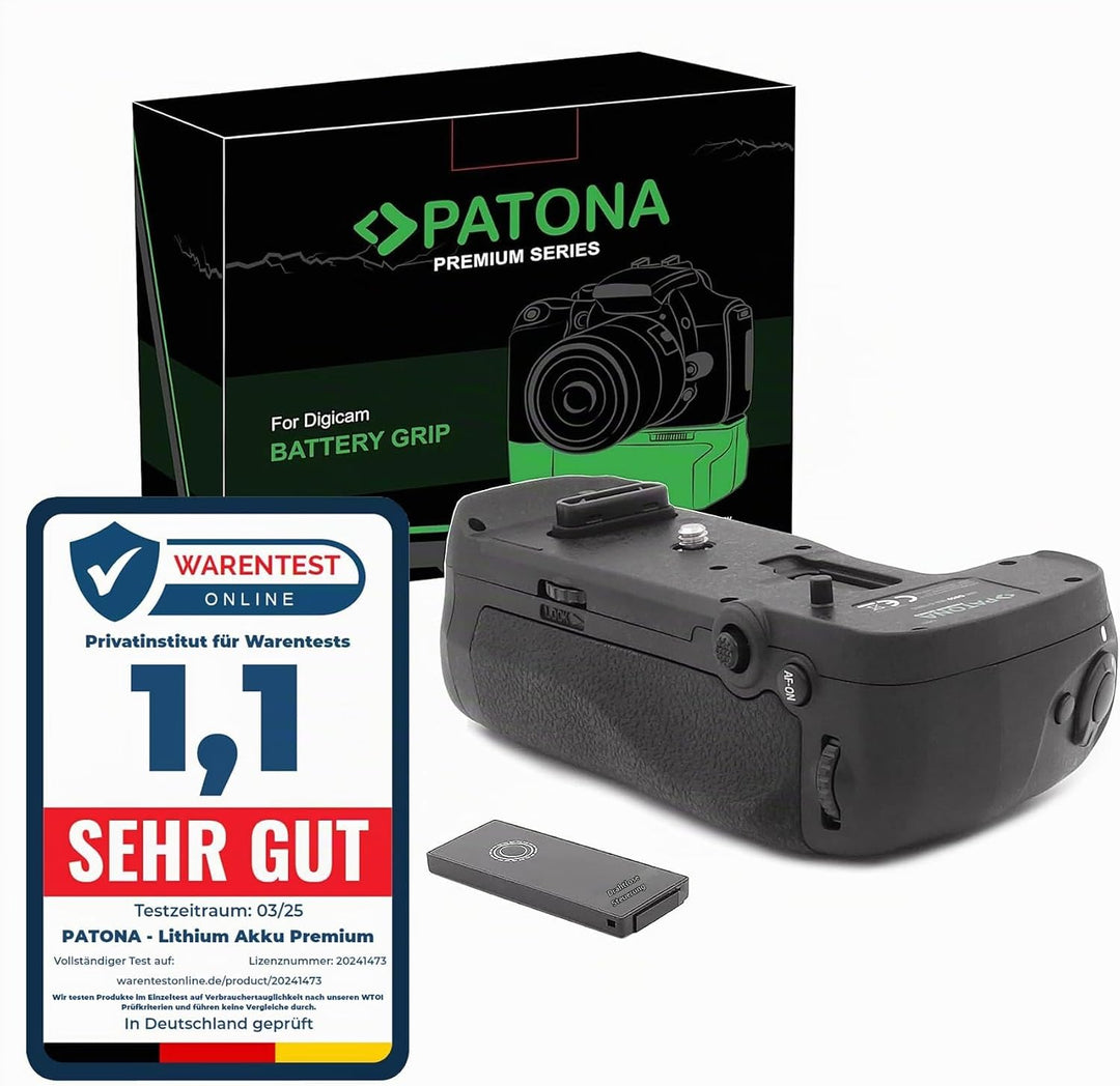 PATONA 1493 - Ersatz für Batteriegriff Nikon MB-D18 für D850 mit IR-Fernauslöser (Batteriefach für 1