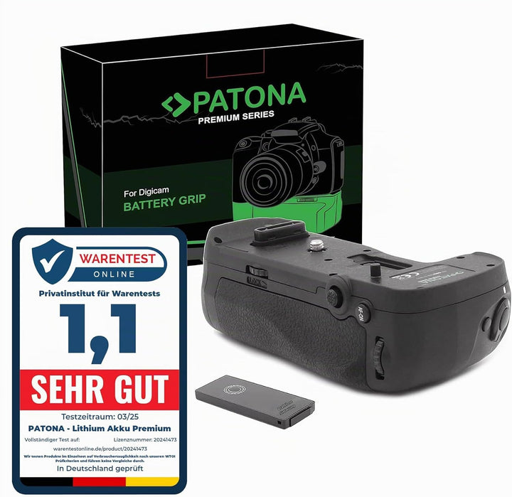 PATONA 1493 - Ersatz für Batteriegriff Nikon MB-D18 für D850 mit IR-Fernauslöser (Batteriefach für 1