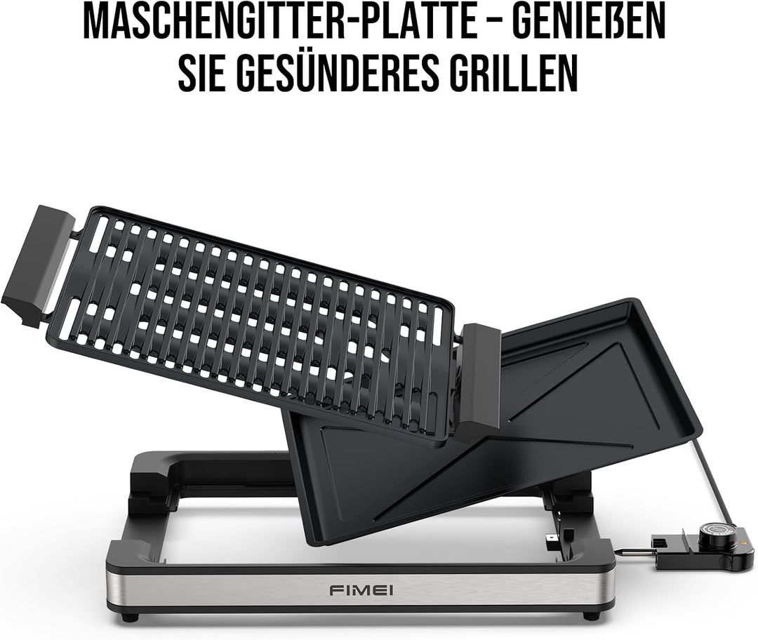 FIMEI Tischgrill Elektrisch 1800W, Elektrogrill Antihaftbeschichtete Grillplatte, Temperatureinstell