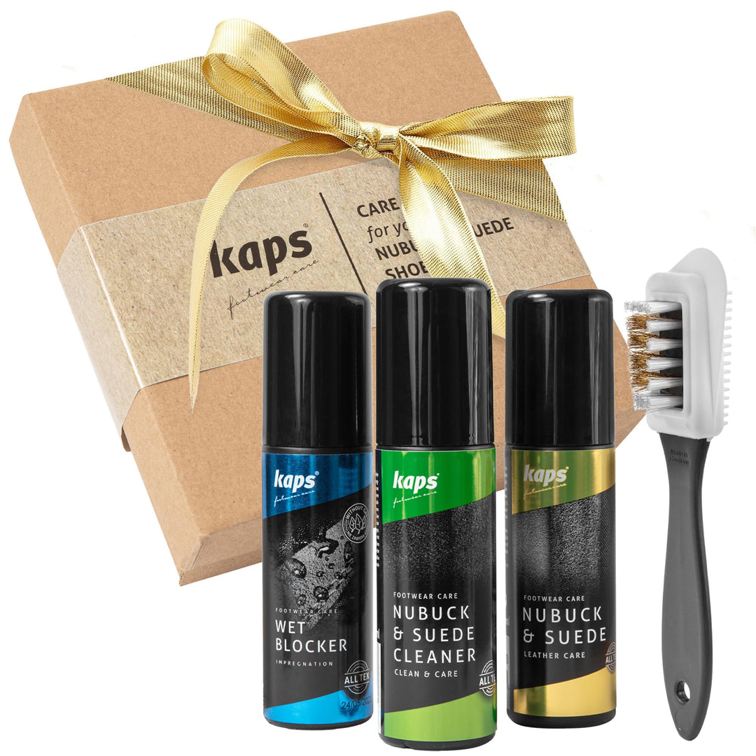 Kaps Nubuck Suede Care Set – Komplettes Reinigungs- und Pflegeset für Wildleder- und Nubukschuhe, Re