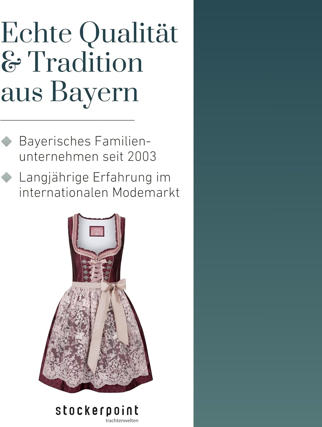 Stockerpoint Damen Dirndl Rosalinde Kleid für besondere Anlässe 34 Bordeaux, 34 Bordeaux