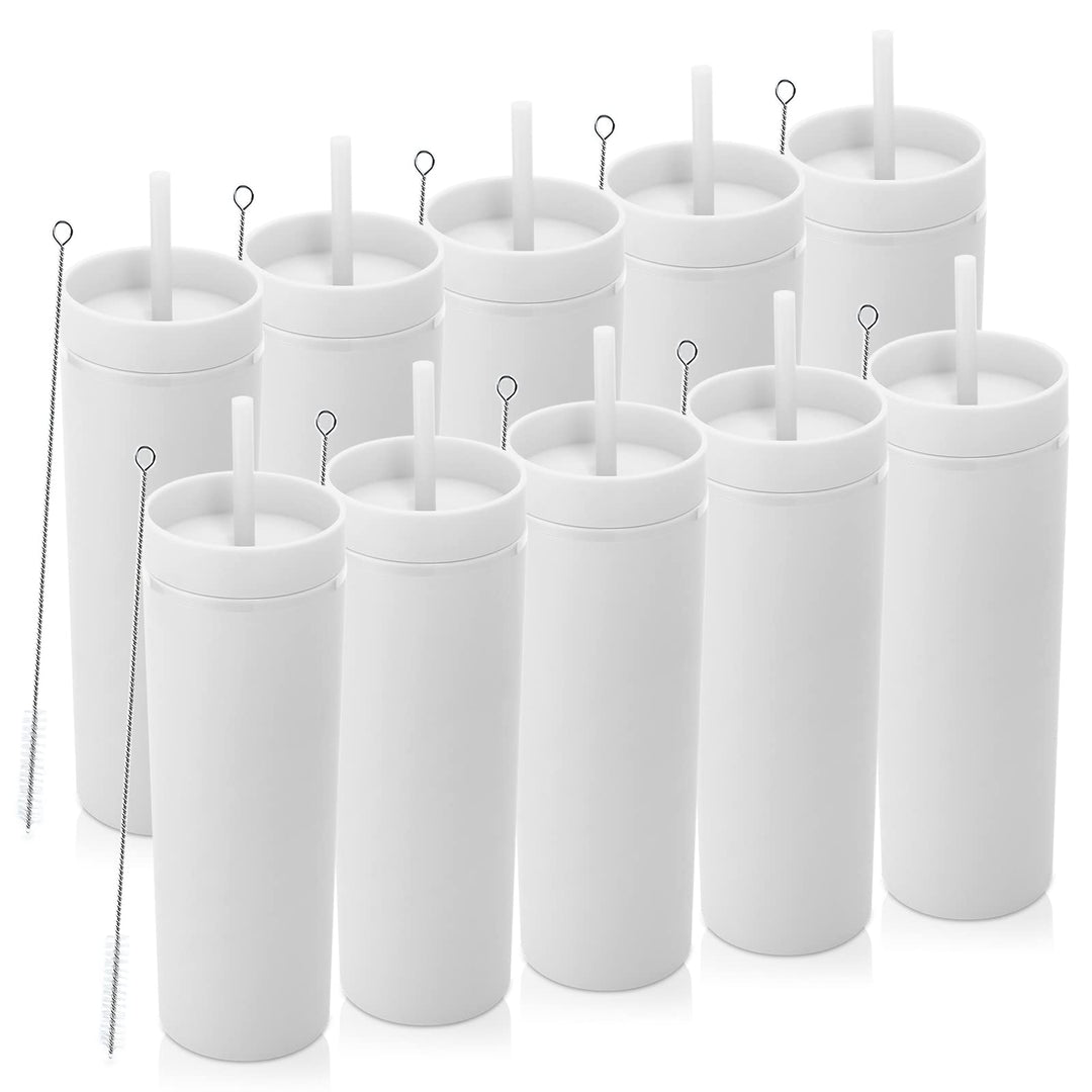 Volhoply 600 ml Trinkbecher mit Deckel und Strohhalm Zehnerpack,20oz Doppelwandiger Wiederverwendbar