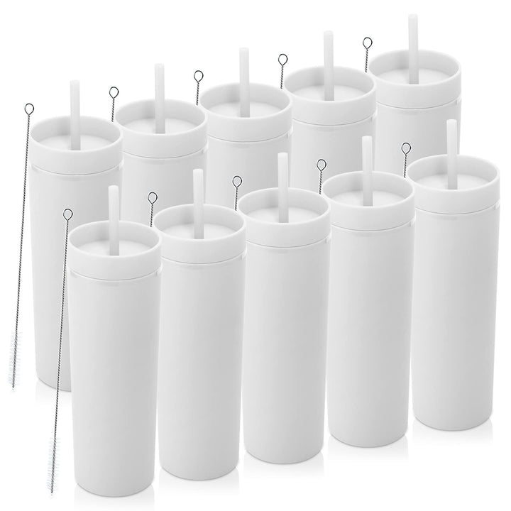 Volhoply 600 ml Trinkbecher mit Deckel und Strohhalm Zehnerpack,20oz Doppelwandiger Wiederverwendbar