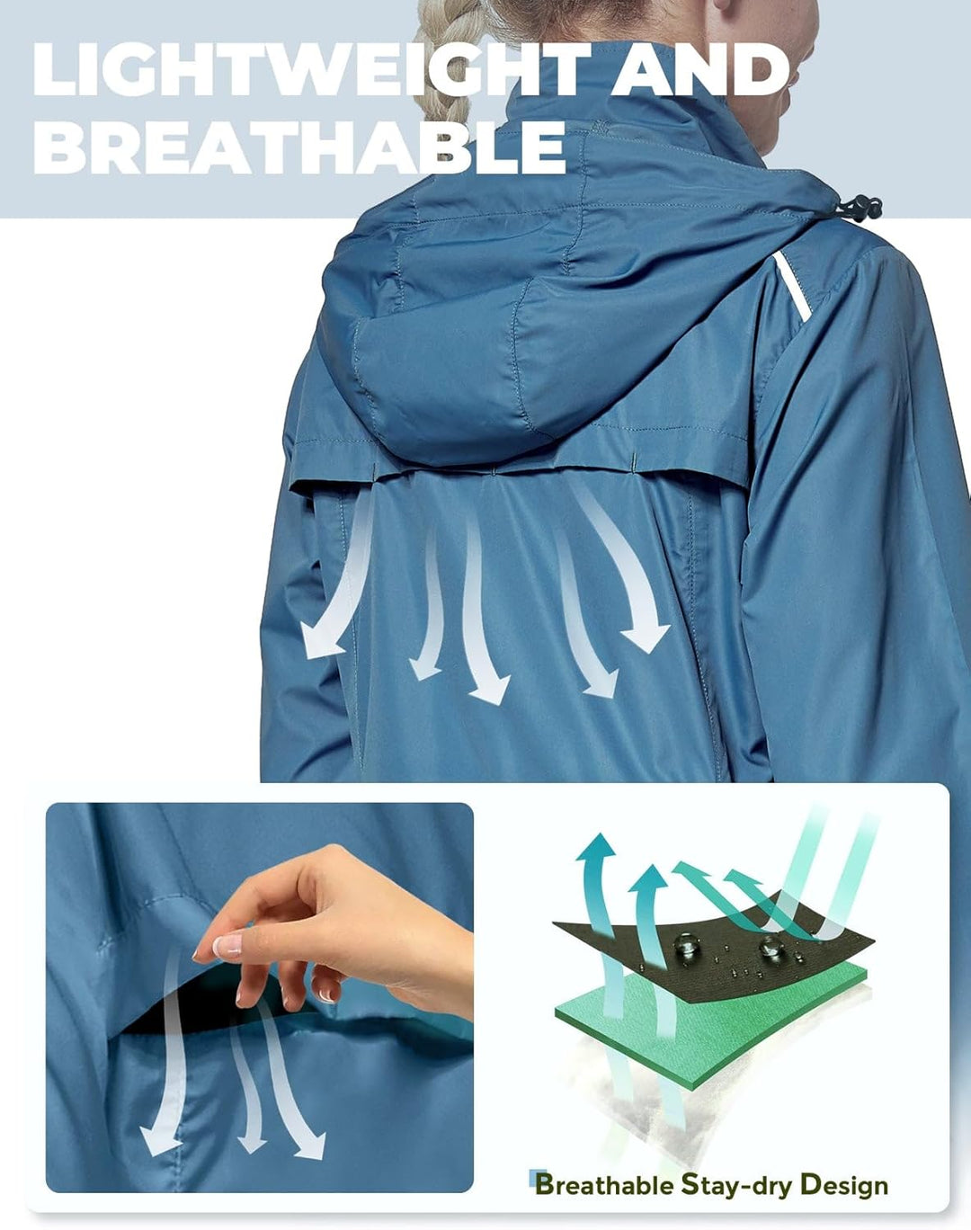 FitsT4 Sports Damen Fahrradjacke Radfahren Laufen Jacken Leichtgewicht Wasserabweisend Windbreaker W
