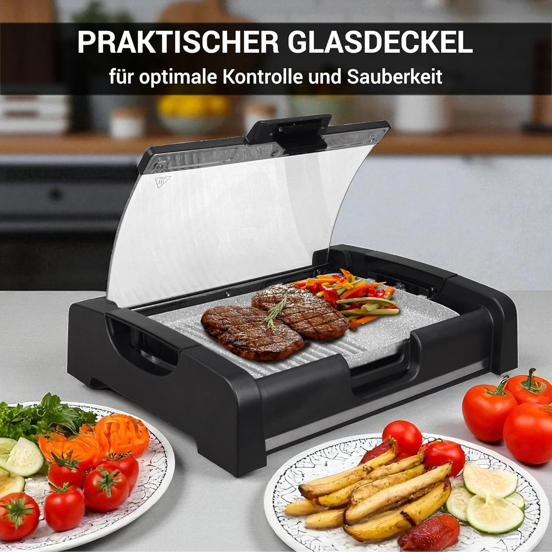 Syntrox Germany TG-1650W elektrischer Tischgrill mit Keramik Grillplatte Elektrogrill BBQ Grill Barb