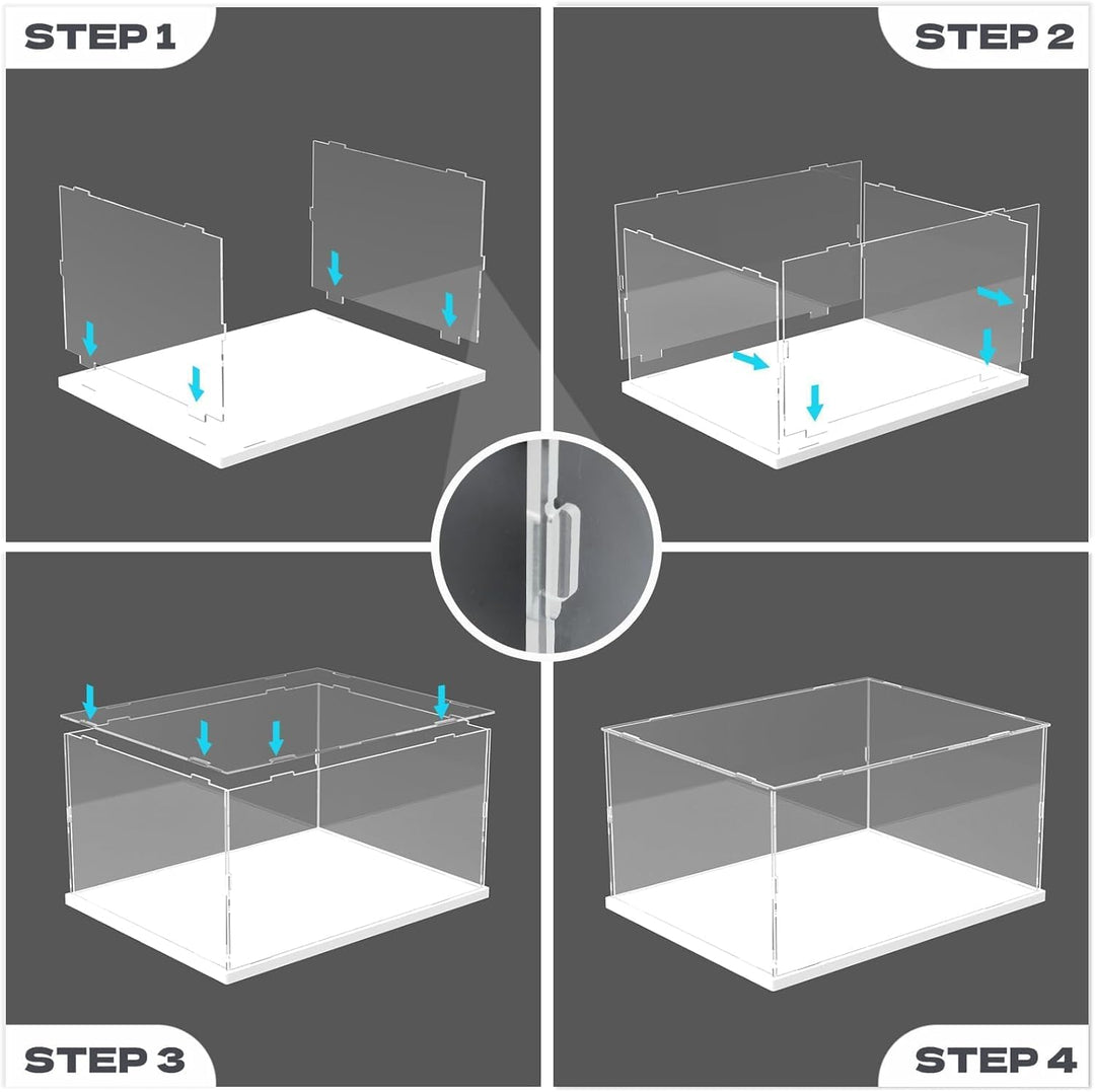 Nynelly Vitrine für Sammlung, Vitrine für Figuren, Vitrinenbox aus Acryl, Transparent, mit weisser B