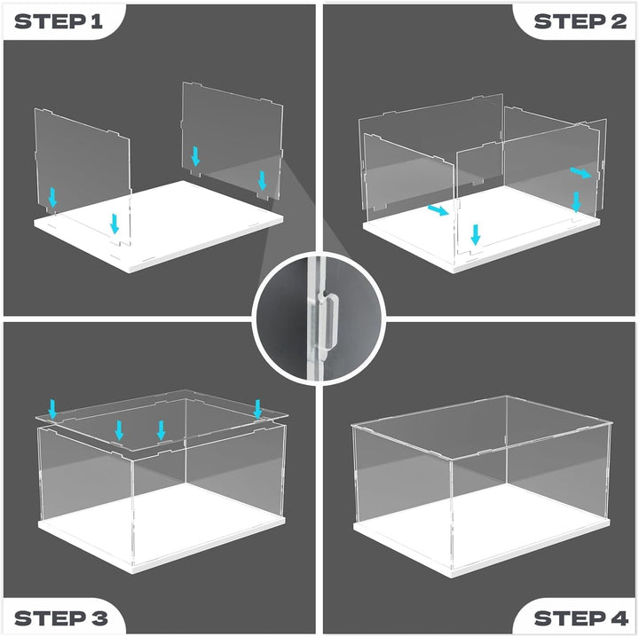 Nynelly Vitrine für Sammlung, Vitrine für Figuren, Vitrinenbox aus Acryl, Transparent, mit weisser B