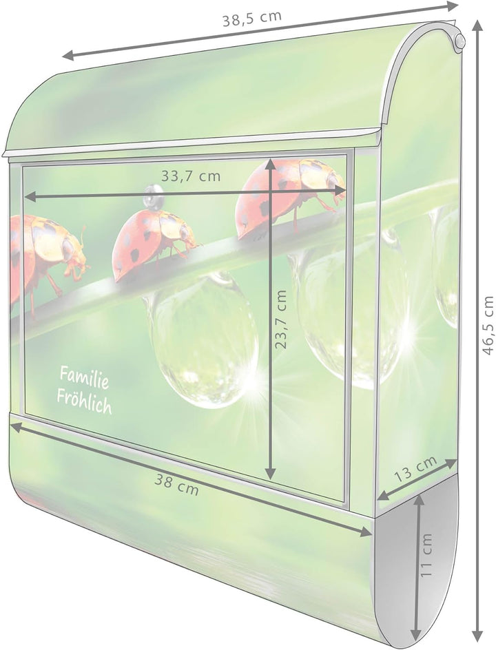 banjado® Design Briefkasten personalisiert Motiv Für Jeden Einen 39x47x14cm & 2 Schlüssel - Briefkas