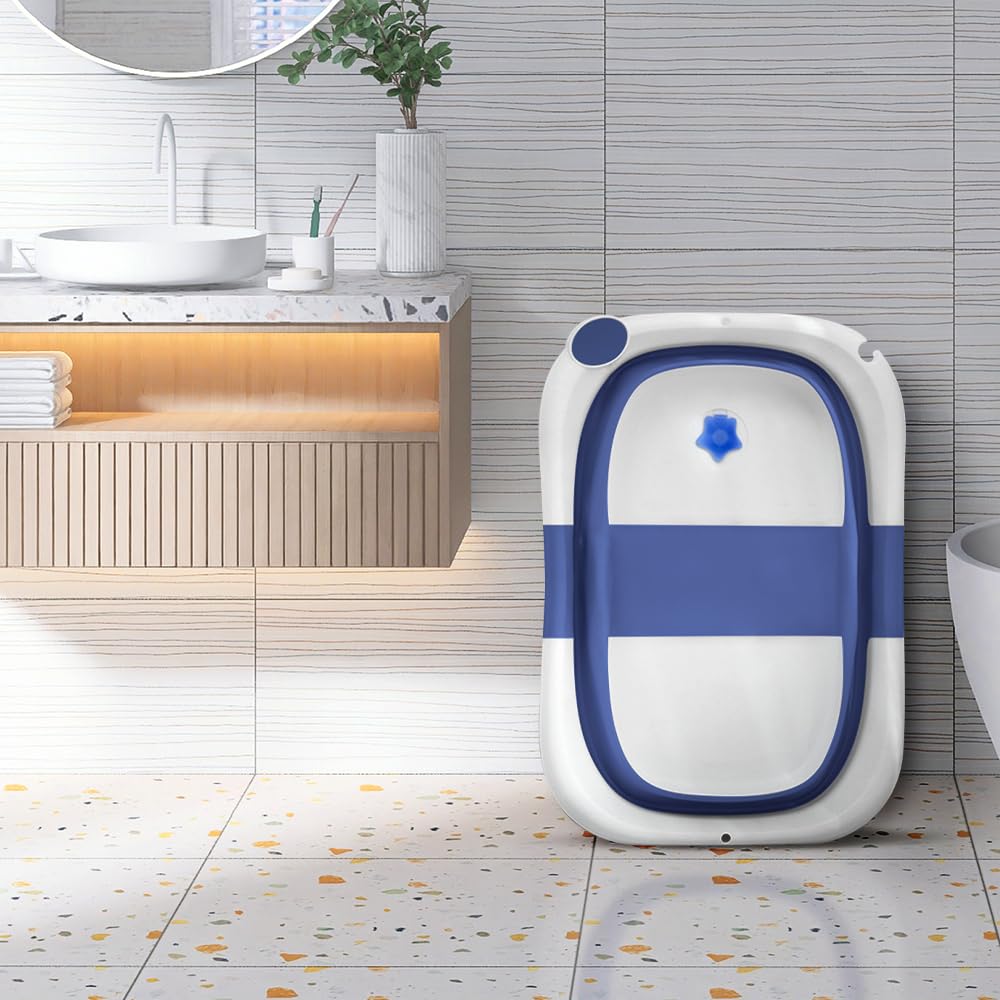 OHMG Faltbare Badewanne für Kinder, Babybadewanne, tragbar, multifunktional, mit Ständer, mit Anti-R
