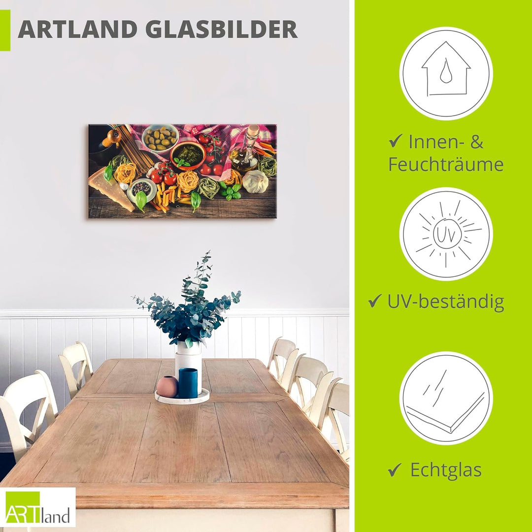 ARTland Glasbilder Wandbild Glas Bild einteilig 50x50 cm Quadratisch Toskana Italien Dolce Vita Esse