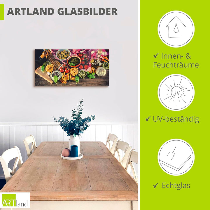 ARTland Glasbilder Wandbild Glas Bild einteilig 50x50 cm Quadratisch Toskana Italien Dolce Vita Esse