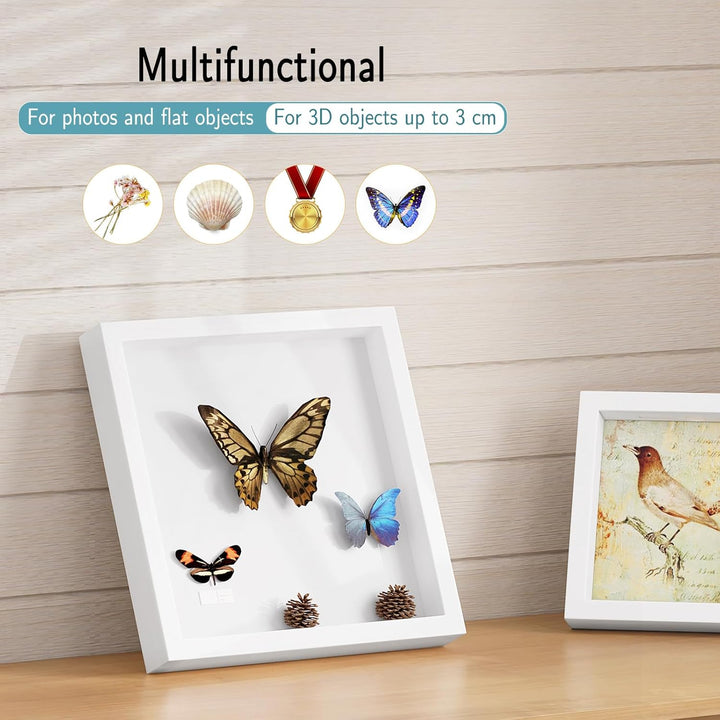 EUGAD 3D Bilderrahmen zum Befüllen, Objektrahmen 30x30 cm, tiefer Rahmen für Objekte bis 3 cm, Holzr