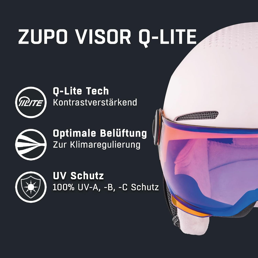 ALPINA ZUPO VISOR Q-LITE - Hochwertiger & Leichter Skihelm Mit Kontrastverstärkendem Visier Für Kind
