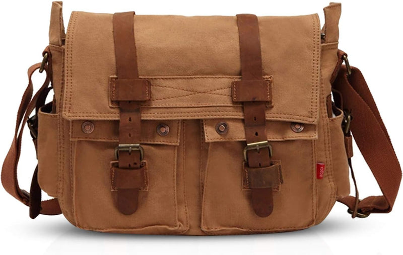 FANDARE Unisex Umhängetasche Schultertasche Segeltuch Laptoprucksäcke für 14 Zoll Laptop Kuriertasch
