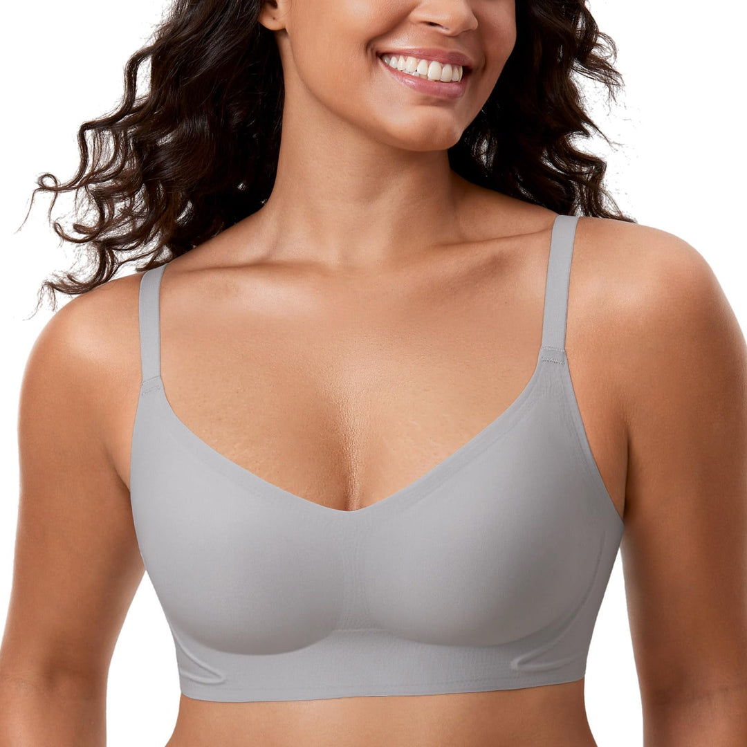 MELIWOO Damen Nahtloser BH ohne Bügel Invisible Gepolstert Entlastungs Bralette 70E Quantengrau, 70E