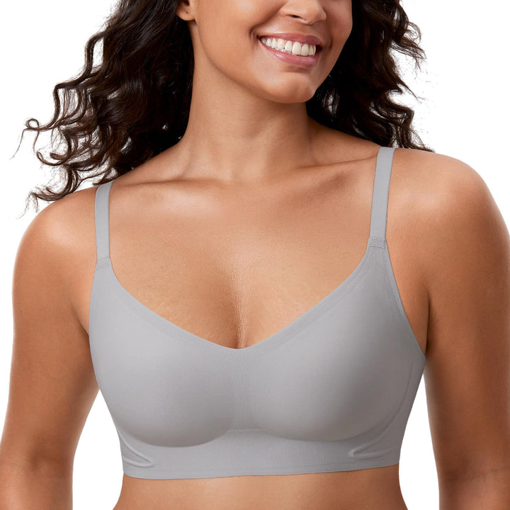 MELIWOO Damen Nahtloser BH ohne Bügel Invisible Gepolstert Entlastungs Bralette 70E Quantengrau, 70E