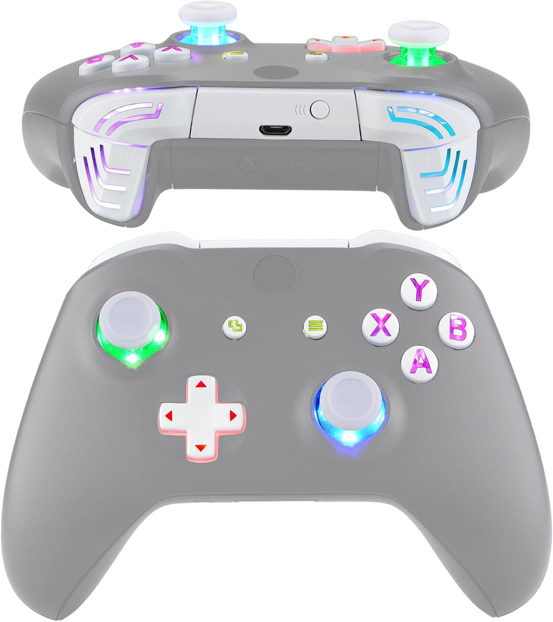 eXtremeRate LED Taste für Xbox One S/X Controller, Leuchttasten Bleuchtung Knöpfe D-pad Sticks ABXY