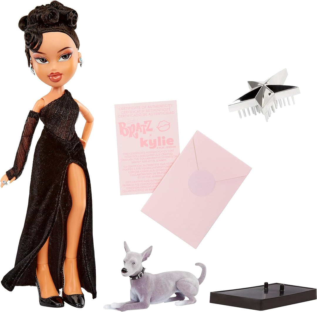Bratz x Kylie Jenner - Night Modepuppe - Sammlerpuppe mit Abendkleid, Hund und Poster - für Kinder u