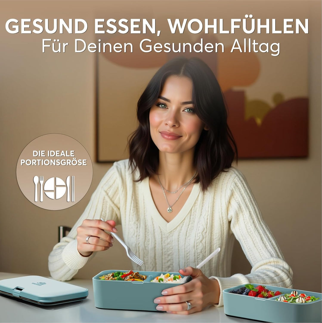 Umami Lunchbox Erwachsene, Verschachtelbar Auslaufsichere Bento Box mit 4 Bestecke & Fächern, Brotdo