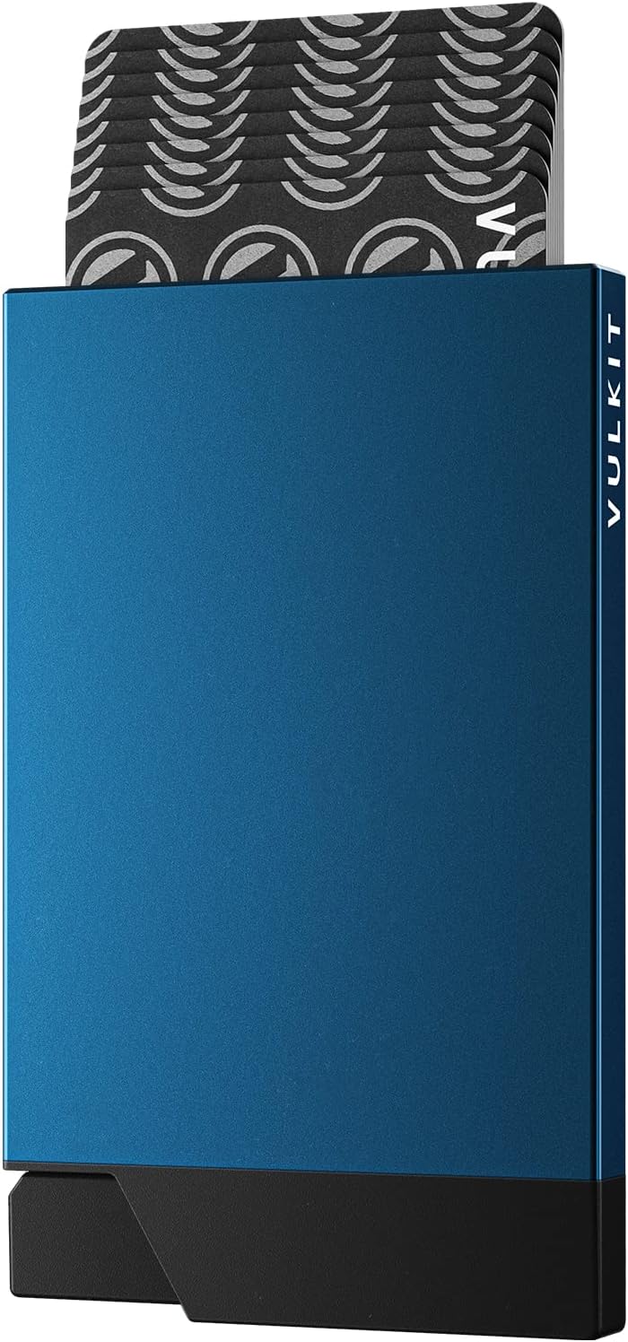 VULKIT Kartenetui Herren Metall Kreditkartenetui Damen RFID Schutz Slim Karten Etui Pop Up Geldbörse