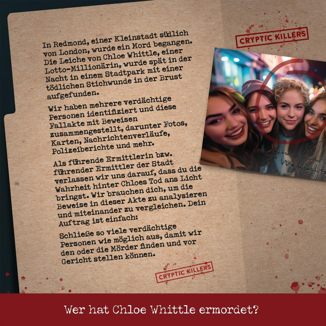 Cryptic Killers Detektivspiel - Cold Case - Mordfall lösen Spiel – Krimispiel für Erwachsene – Krimi