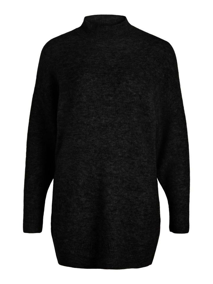 Object Damen Objellie L/S Knit Tunic Noos Pullover L Schwarz, L Schwarz