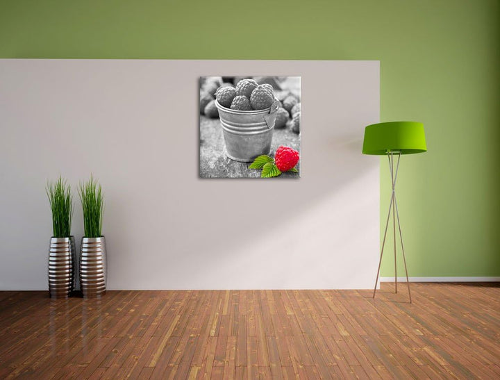 Pixxprint Früchte Eimer Obst Fruit Food als Leinwandbild/Grösse: 70x70 cm/Wandbild/Kunstdruck/fertig