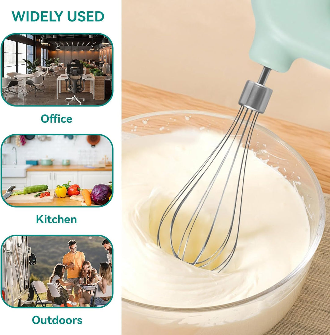 Elektrischer Handmixer Mit Edelstahl Schneebesen, Knet 1500mAh 4 Geschwindigkeit USB Handmixer Klein