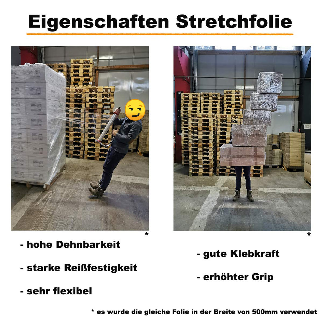Verpacking Mini-Stretchfolie 23my stark 100mm x 150m 40 Rollen + 1 Abroller reissfest, dehnbar & zuv