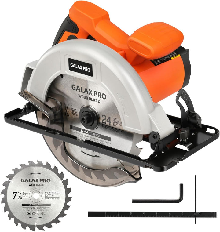 GALAX PRO Kreissäge, 1400W Maximale 6000RPM, Einstellbare Schnitttiefe und -winkel: 62 mm (90°) - 48