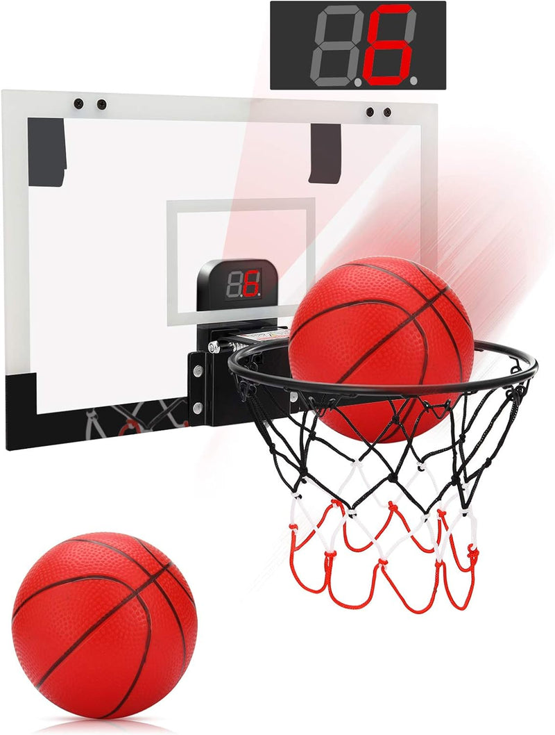 PELLOR Mini Basketballkorb fürs Zimmer Mini Basketball mit Bewertungsfunktion und Sound, hängendes B