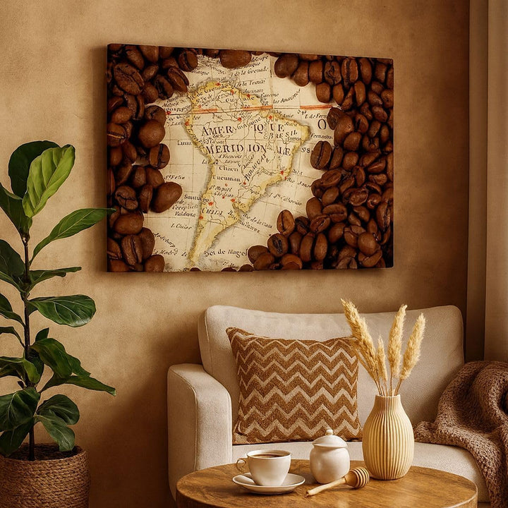 ARTTOR Bilder auf Leinwand Südamerika Samen Kaffee Leinwandbild 70x50cm Wandbilder Dekoration Wohnzi