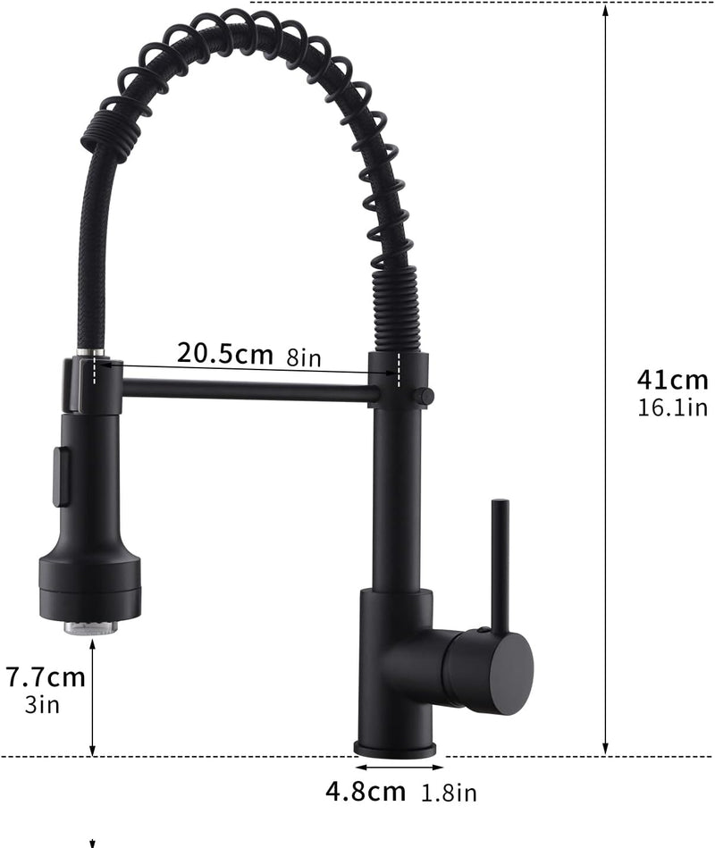 AIMADI Wasserhahn Küche Armatur Schwarz LED Küchenarmatur mit Brause 360° schwenkbar Mischbatterie S