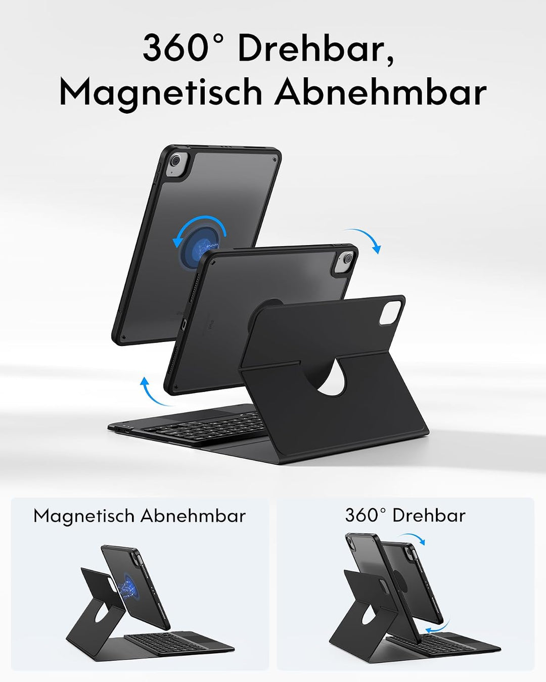 CHESONA Tastatur Hülle für iPad 11 (A16)/10. Gen, Air 11" M4/M3/M2, Air 5/4 | Abnehmbare Bluetooth-T