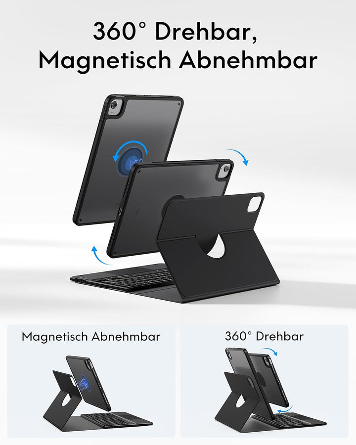 CHESONA Tastatur Hülle für iPad 11 (A16)/10. Gen, Air 11" M4/M3/M2, Air 5/4 | Abnehmbare Bluetooth-T
