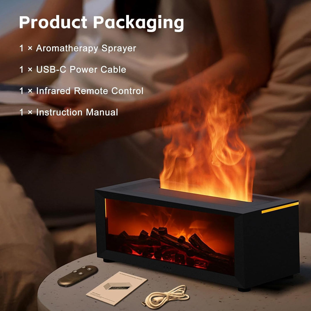 Luftbefeuchter Kamin丨Flammen Aroma Diffuser, 150ml Ätherische Öle Diffuser mit Fernbedienung & 7 Far