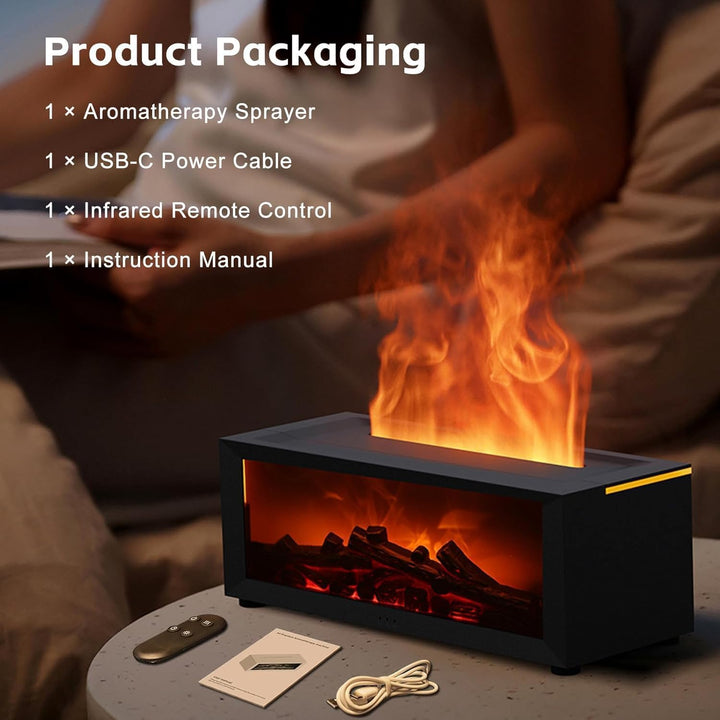 Luftbefeuchter Kamin丨Flammen Aroma Diffuser, 150ml Ätherische Öle Diffuser mit Fernbedienung & 7 Far