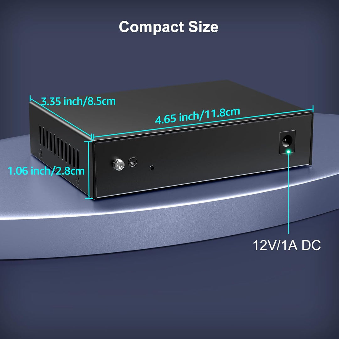 6 Port 2.5G Unmanaged Network Switch, VIMIN 4X 2.5Gbase-T Ports, 2X 10G SFP+ Port, 60Gbps Switching-