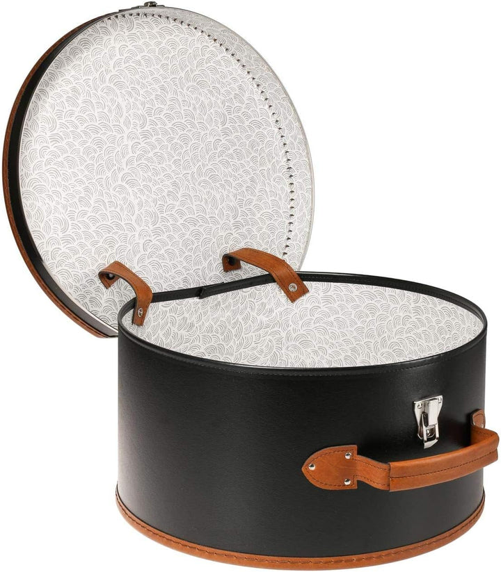 Lierys runder Hutkoffer - Masse: 40 cm x 21 cm - grosse Hutschachtel mit Kunstleder - Hutbox zur Auf