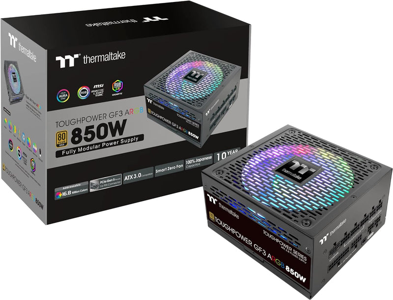 Thermaltake Toughpower GF 3 ARGB 850W | PC-ATX-3.0-Netzteil | PCIe Gen 5.0 | 80-Plus-Gold | voll-mod