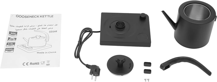 Wasserkocher mit Schwanenhals Edelstahl 1L, Teekocher Elektrisch, Wasserkocher mit Temperatureinstel