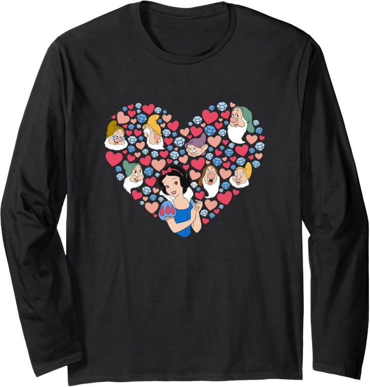 Disney Snow White and the Seven Dwarfs Heart Valentine's Day Langarmshirt