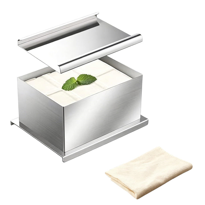 Tofupresse Edelstahl, Tofu Presse, 16x12x9cm Tofu Maker Mit Käsetuch, Tofu-Presse, Mit Mehreren Abla